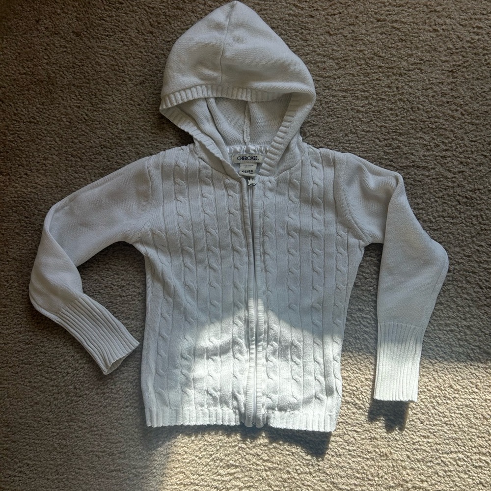 Cherokee Ivory Hooded Cable Knit Cardigan